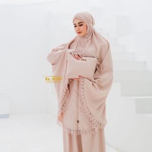Mukena Dewasa 2in1 Traveling Renda Mewah bahan Katun Premium