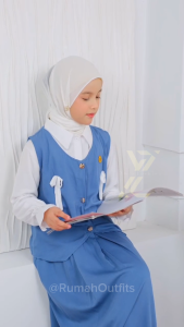 Setelan Anak Perempuan Rok Rayon Twill / Adreena One Set 3in1 Rompi / Baju Setelan Muslim Anak Perempuan Terbaru 5-12 thn / Setelan Remaja Setelan Rok / Gamis Anak Setrok Viral