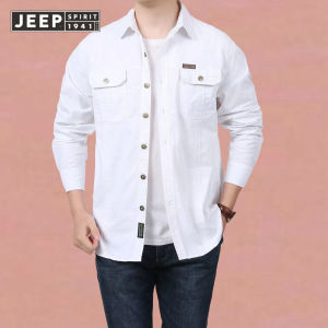 Jeep จิตวิญญาณเสื้อเชิ้ตแขนยาวลายทหารสำหรับฤดูร้อนชุดเอี๊ยม Overall Katun เสื้อหลวม ราคาประหยัด สำหรับคนชาย 36 วันการแชร์