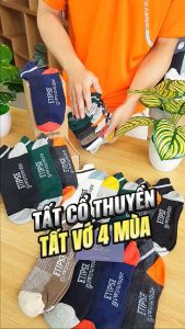 Set 7 đôi tất nam Etipse cổ Thuyền cotton cao cấp phong cách tất Hàn Quốc tất vớ nam 7 màu tất ngắn cổ