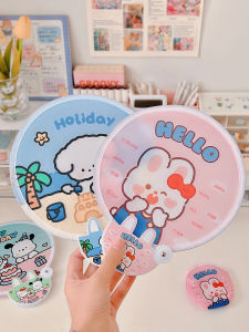 Cute Portable Folding round Mini Fan for Women Children Handheld Cotton Fabric Pocket Fan Summer Cooling Tool round Shape