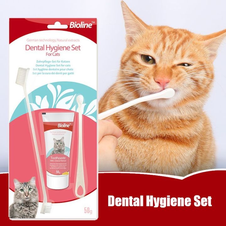 Bioline Dental Hygiene Set for Cats 50g - Bioline Cat Cheese Flavor ...