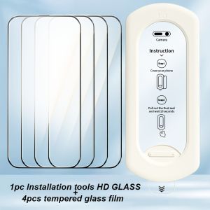 Tempered Glass for iPhone 17 Pro Max Screen Protector 16 15 13 12 11 Full Coverage 4pcs of HD Tempered Glass + Installation Tool