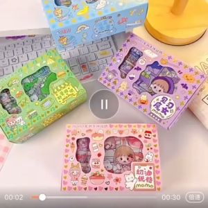 DXUU (1Box isi 4 Roll & 10Lembar ) Stiker 2D Sticker botol minum 2D plastik anti air/Buku Diary Stiker Motif/Stiker Anti Air