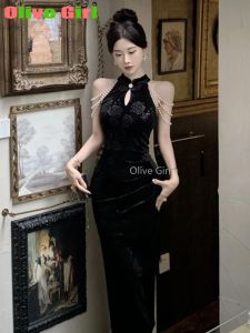 Qipao High-end Elegant Cheongsam Dress Womens High-end Banquet Long Dress