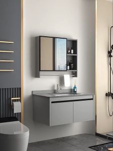 กันน้ํา ตู้ห้องน้ํา 80cm ตู้อ่างล้างหน้า อ่างล้างจานเซรามิก ตู้พร้อมอ่างล้างจาน อ่างล้างหน้า กล่องกระจก