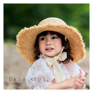French Laffite Straw Girls Summer Beach Sun Hat Lace Bow Wide Brim Hat Fashionable Parent-Child Style Sun Protection Hat