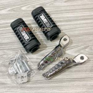 SEPAKET FOOTSTEP / STEP DEPAN KARET LIS WARNA IMPORT + FOOTSTEP STEP BELAKANG IMPORT FULL CHROME - BISA UNTUK SEMUA JENIS MOTOR BEBEK DAN MOTOR BESAR ( 2 TAK DAN 4 TAK ) UNIVERSAL MOTOR