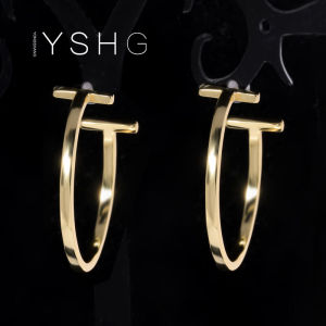 Korean Drama Top Floor Lee T-shaped Circle Earrings Elegant Atmosphere Ear Jewelry Personality Fresh Outlined Fashionable