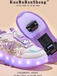 KUOBURENSHENG | Childrens Flashing Carton Style Princess Roller Shoes