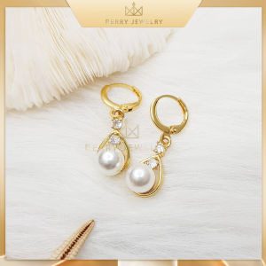 Khuyên Tai Titan Bông Tai Trái Châu Mạ Vàng 18K Cách Điệu Thanh Lịch Phong Cách Hàn Quốc Trẻ Trung B22V11 | Jewelry Queenn