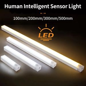 Wireless LED Night Light with Motion Sensor USB Rechargeable Lamp Under Cabinet Kitchen Light Bar for Wardrobe Bedroom Corridor