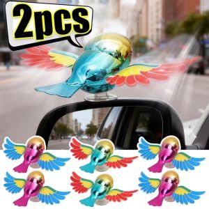 2PCS Funny Car Flying Bird Decoration Wind Powered Flapping Wings Auto Hood Ornament Motorcycle Styling Creative Exterior Accessories