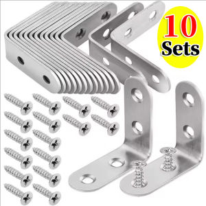 10Sets Stainless Steel Shelf Support Corner Brackets / 90 Degree L Shape Right Fixed Corner Brace Tools / for Table Chairs Cupboard