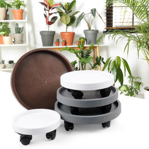 Round Flower Pot Wheels Planter Tray Heavy Duty Flower Pot Rack Household Mobile Potted Plant Pallet For Indoor Outdoor