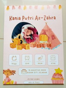 CETAK FOTO HIASAN DINDING BIODATA BAYI CUSTOM SUDAH DIBINGKAI PAPAN MDF