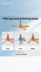 BIS-301 Mini Ceiling Fan Portable Hanging Fan with Hook for Bedroom Dorm Room Kitchen Small Spaces