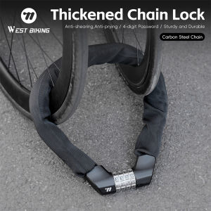 WEST BIKING High Security Anti-theft Bicycle Chain Lock Heavy Duty 4-Digit Password Padlock Carbon Steel Lock E-Bike Scooter Motorcycle Lock