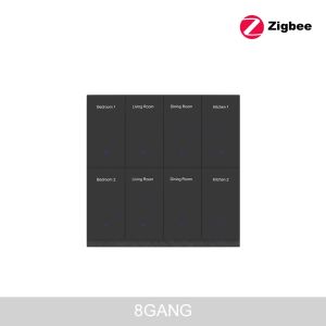 Manhot Zigbee DIY Name Switch Black Glass Panel 1-8 Gang with Radar Sensing Push Wall Light Switch Works With Tuya Zigbee2MTTQ