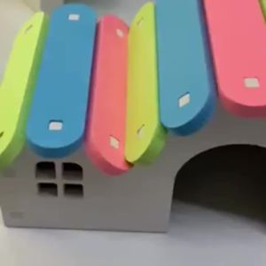 Round Hamster House DIY Wooden Gerbil Hideout Rainbow Bridge Suitable for Small Animal Habitat Hamster Hideout Assembled Hamster