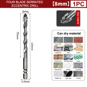 New·7Pcs Tungsten Steel Serrated Drilling Bit Set For Ceramic Plastic Tile Ceramic Glass Concrete