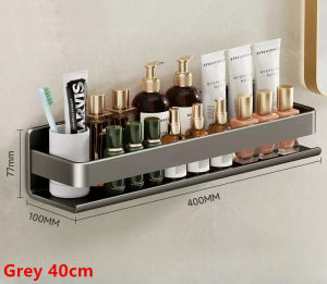 30-50CM Bathroom Storage Shelf Accessory Rack Manager Shower Storage Rack Gray Wall Mounted Space Aluminum Bathroom Shampoo Rack