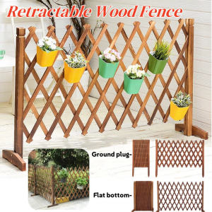 Wooden Fence Anti-Corrosion Outdoor Telescoping Garden Fence Plant Stand Courtyard Decorative Guardrail