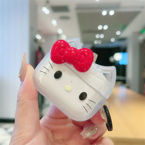 Red Butterfly Knot Cat Airpods Pro2/3 Protective Case Apple Bluetooth Earphone Shell Second And Third Generation Small Fresh Style