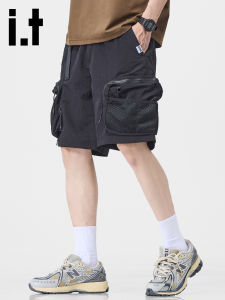 izzue | American Ice Silk Breathable Loose Black Utility Shorts for Men