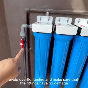 4 Stages Water Filter 20" Slim Type Heavy Duty Housing with Complete Set of PVC Fittings 4 Sediment Filters Ready to Install