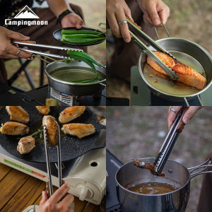 Campingmoon | CAMPINGMOON MS-40 Outdoor Kitchenware Cookware Serving Tong Barbecue Clip Clamps Food Tongs Stainless Steel Bbq Food Clip Clamps