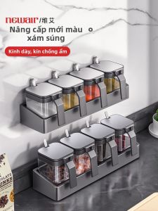 Bộ Kệ Gia Vị Hũ Đậy Kín Chống Ẩm Treo Tường