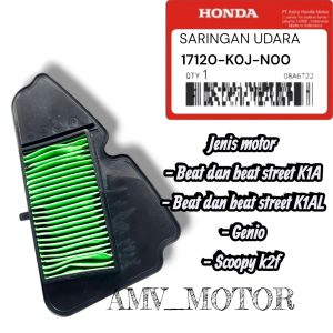 FILTER SARINGAN UDARA MOTOR HONDA GENIO BEAT DELUXE LED STREET K1A CBS SCOOPY ESP 17210 K0J N00