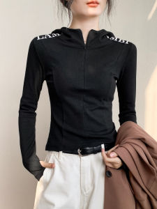 GEBEISHANG | Printed Zipper Hooded Sweatshirt Women Long Sleeve Top Warm Fashion Innerwear