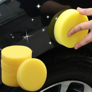 10Pcs Round Sponge Car Waxing Polishing Supplies Car Wash Sponge Block Cleaning High Density Sponge Wipe