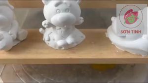 Tượng tô màu GẤU DÂU BÁNH KẸO  tô tượng thạch cao (Không kèm màu) tượng trắng decor ĐỒ CHƠI TRẺ EM