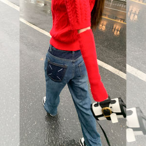 High Waist Straight Leg Denim Jeans Womens Summer Loose Wide Leg Pants Floor-Length Treetop Pants Unique Design Sensation