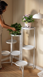 DAZIOTER Space Saver Plant Stand  Perfect for Small Condo Homes | Adjustable Multi-Layer Flower Rack for Indoor Plants