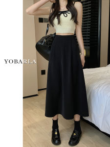 Black Suit Skirt Womens Spring & Fall Plus Size Plus Size Ladies Pear Shapes High Waist Slim Looking Cover Mid Length Long Length A- line Skirt