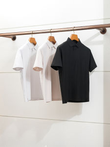 เสื้อยืดคอโปโลผู้ชายแห้งเร็วระบายอากาศได้ดีสำหรับฤดูร้อน ใส่ไปทำงานป้องกันแสงแดด แขนสั้น ผ้าโพลีเอสเตอร์ ทรงปกติ