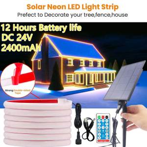 Solar COB Strips 24V COB Neon Light Waterproof IP65 Flexible Warm White High Density Linear Lighting COB LED Lights For Garden