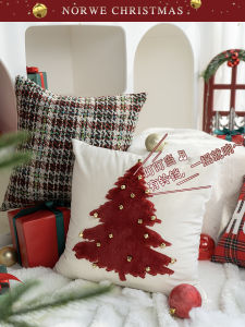 Cushion Cover Christmas Atmosphere Decorative Living Room Sofa Pillow Luxury Style PP Cotton Filling Christmas Bell Pattern