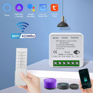 Tuya Wifi Smart Switch with RF 433Mhz Remote Control 10-Channel Wireless Smart Life App Voice Control by Alexa Google AC100-240V