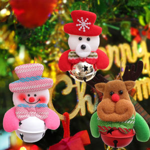Christmas Jingle Bell Ornaments DIY Xmas Gift Santa Claus Snowman Xmas Tree Pendant Doll Hanging Decorations for Home New Year Decor