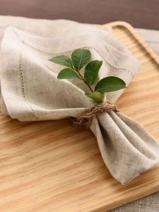 1/5/10pcs Hemstitched Linen Khaki Napkins Fabric Napkins Nature Color Dinner Napkins Washable Flax Cloth Napkin Wedding Gift