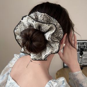 Large Lace Trim Hair Ties Womens Hair Bands Double Layer Hair Ropes Horse Tail Hair Accessories New 2025 Hair Bands