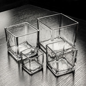 Transparent Glass Cup Container Square Storage Box Display Plate Miniature Uncovered Nordic Style Dining Utensils Fruit Bowl