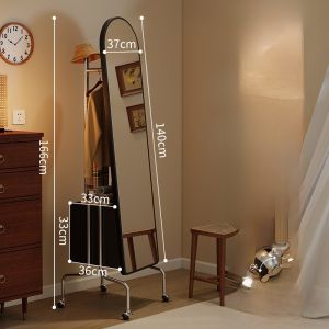 Rotatable Full Body Dressing Mirror And Clothes Rack Integrated Portable Floor Standing Bedroom Furniture for Girls Home Use
