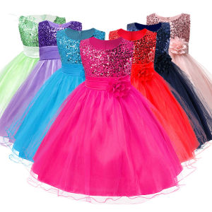 Baby Girl Dress Kids Ceremonies Party Summer Princess Wedding Party dress sequins Sleeveless For Girls Clothes