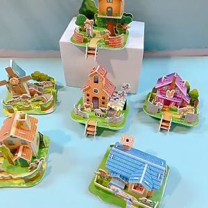 Combo 3 Tranh ghép mô hình nhà 3D bằng giấy xốp giúp phát triển tư duy cho bé Đồ chơi giáo dục